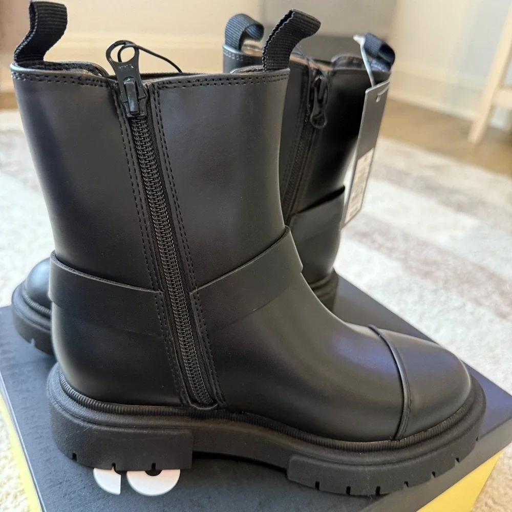 Art Class Kids Crosby Boots Black Harness Moto Lug Sole Side Zip Size‎ 13 NIB
